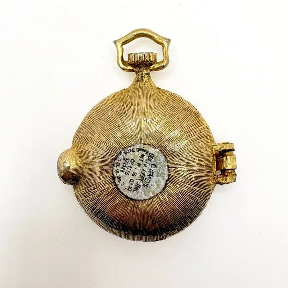 Vintage Mary Chess Perfume Locket Pendant 1960s Gold Tone Rhinestone - Picture 3 of 4